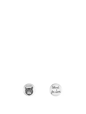 Blind For Love Sterling Silver Round Earrings