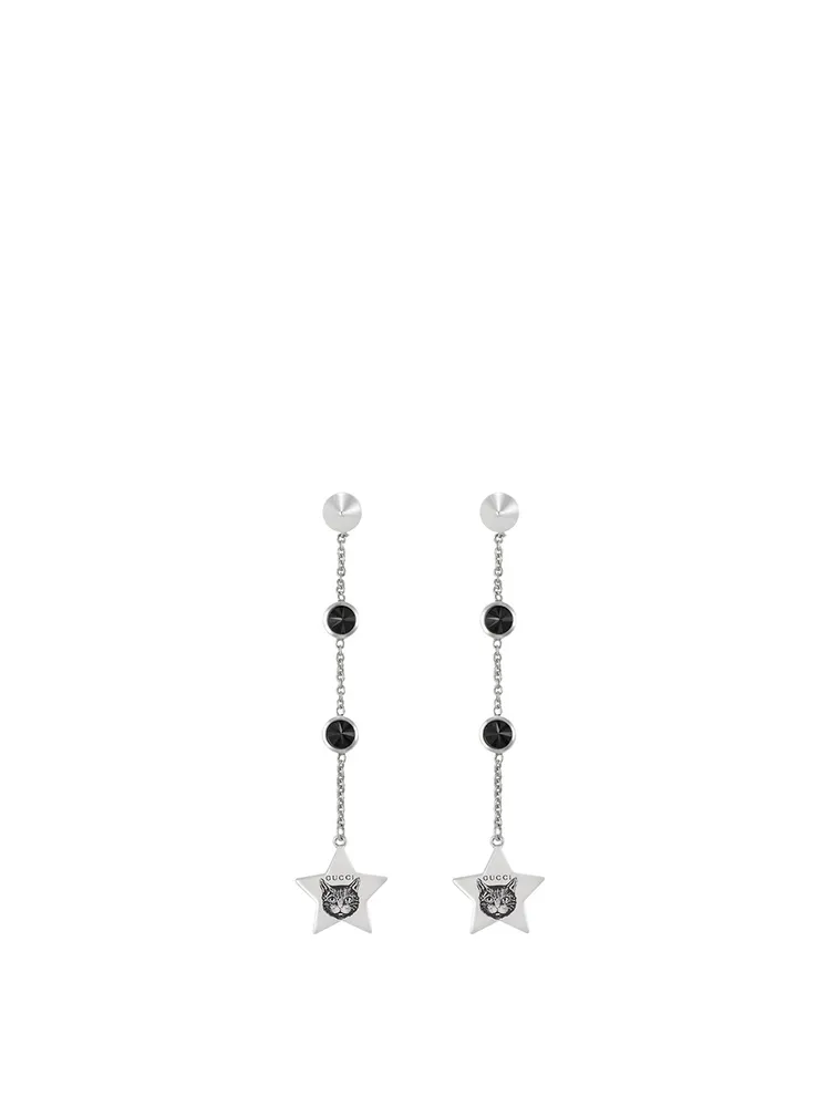 Blind For Love Sterling Silver Star Drop Earrings