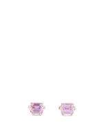 Rainbow Fireworks 18K Rose Gold Sapphire Stud Earrings With Diamonds