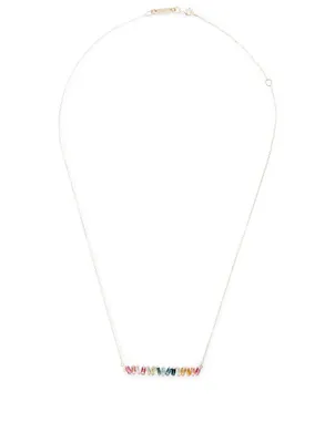 "One Of A Kind" 14K Gold Rainbow Bar Necklace With Diamonds