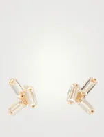 14K Rose Gold Stud Earrings With White Topaz