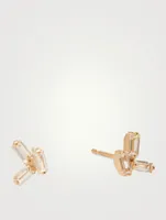 14K Rose Gold Stud Earrings With White Topaz