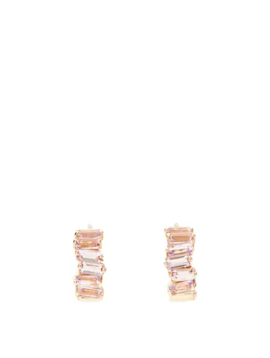 Small Harmony 14K Gold Huggie Hoop Earrings With Rose De France