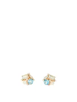 14K Gold Cluster Stud Earrings With Diamonds