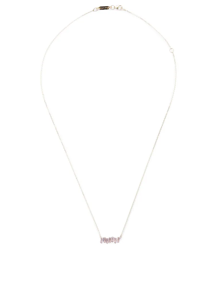 14K Gold Amalfi Bar Necklace With Rose De France