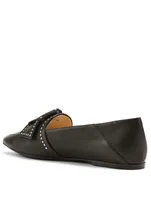 Leather Ballet Flats With Studded Bow