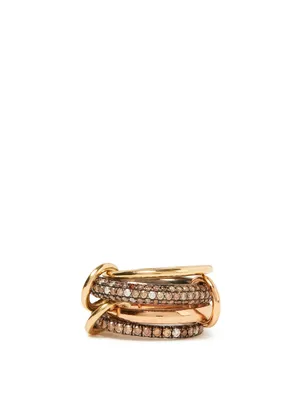 Scorpio 18K Gold And Sterling Silver Stacked Ring With Diamonds