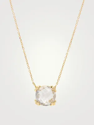 Mini Dew Drop 14K Gold Cluster Necklace With Topaz
