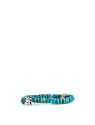 Bohème Sterling Silver Starburst Light Chrysocolla Rondelle Bracelet With Topaz