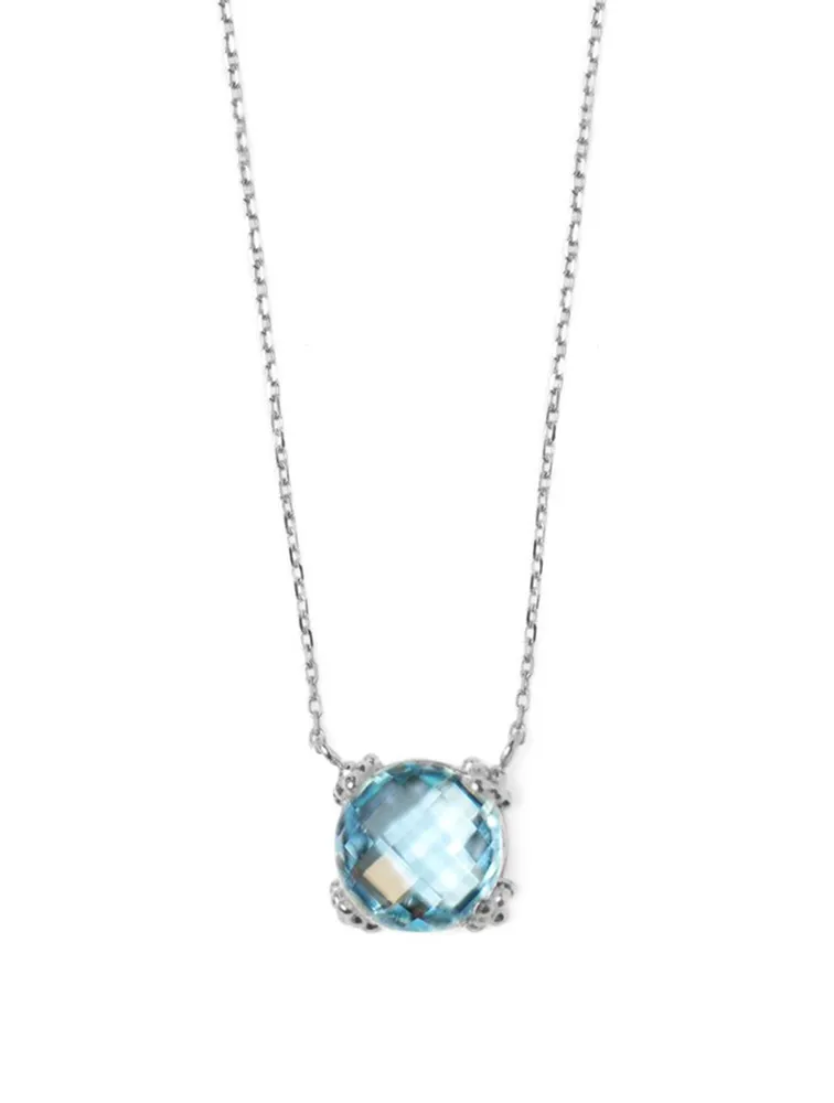 Mini Dew Drop Silver Cluster Necklace With Topaz