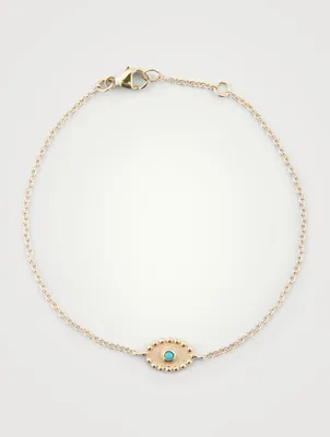 Dew Drop 14K Gold Evil Eye Bracelet With Sleeping Beauty Turquoise