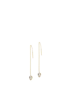 Classique 14K Gold Pear Chain Earrings With Topaz