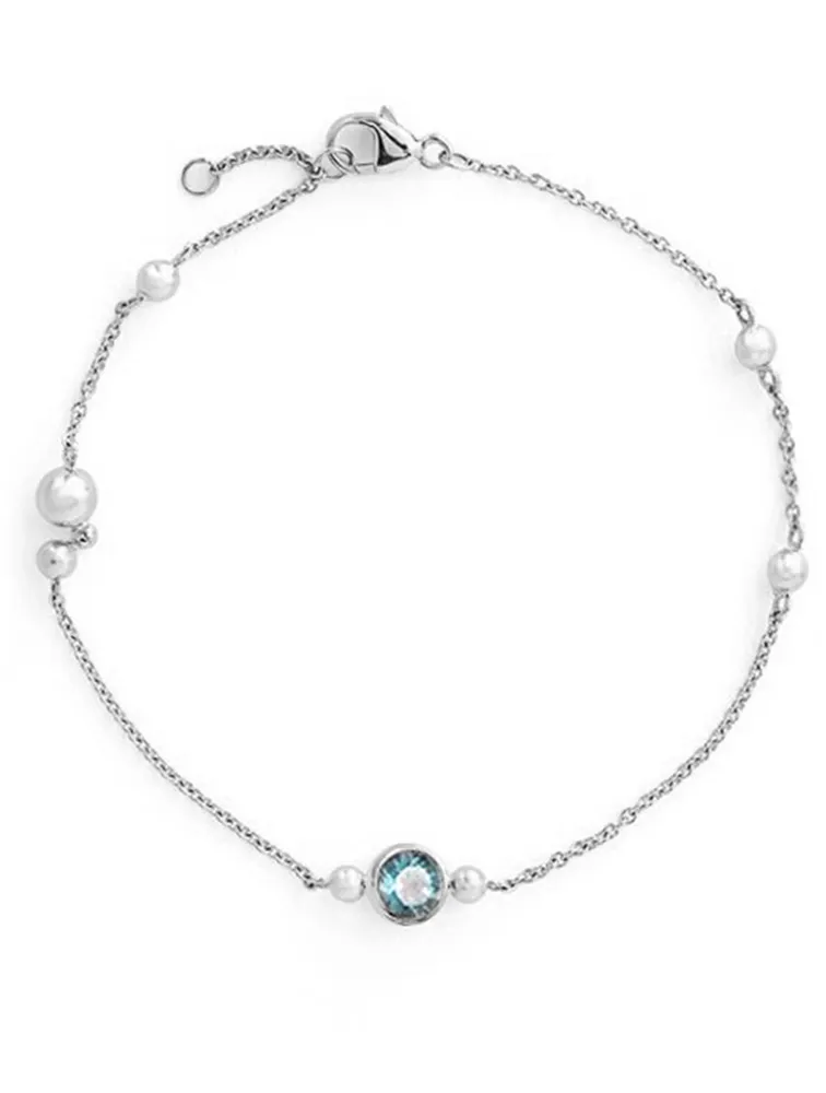 Dew Drop Silver Marine Bracelet With Blue Topaz