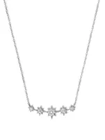 Aztec Sterling Silver North Star Mini Bar Necklace With White Sapphire