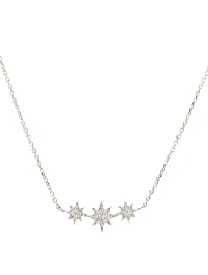 Aztec Sterling Silver North Star Micro Bar Necklace With White Sapphire