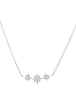 Aztec Sterling Silver North Star Micro Bar Necklace With White Sapphire