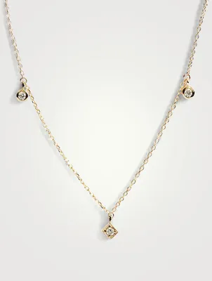 Cléo 14K Gold Floating Geometric Crew Necklace With Diamonds