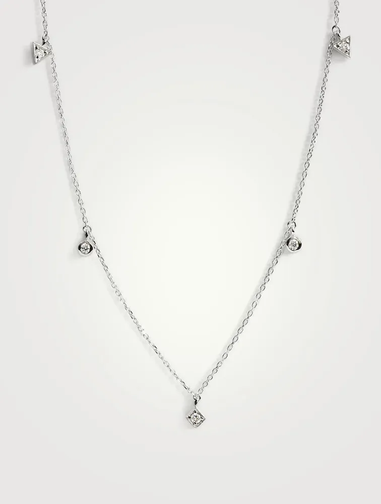 Cléo Sterling Silver Floating Geometric Crew Necklace With White Sapphire