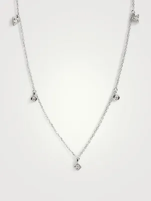 Cléo Sterling Silver Floating Geometric Crew Necklace With White Sapphire