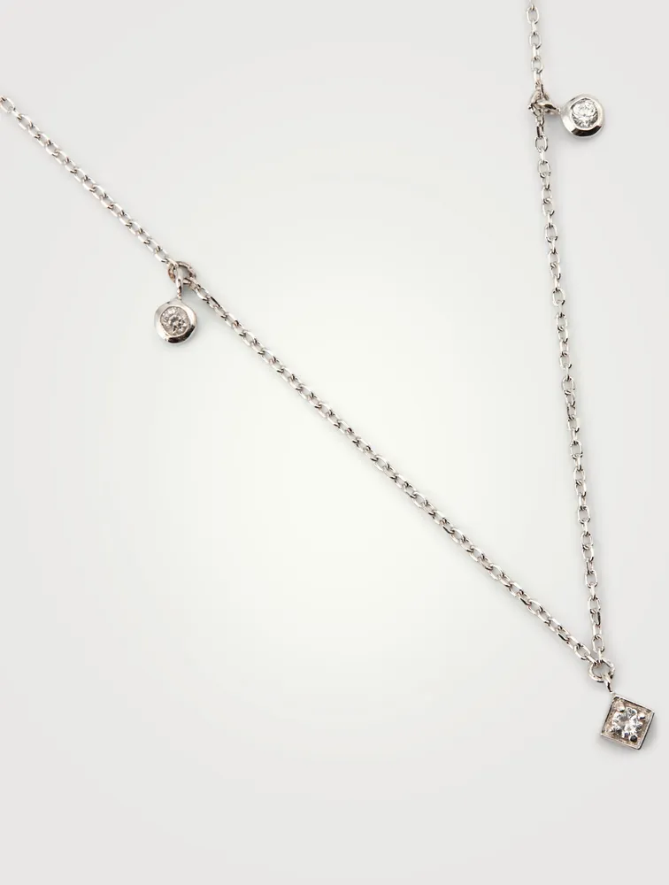 Cléo Sterling Silver Floating Geometric Crew Necklace With White Sapphire