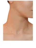 Cléo Sterling Silver Floating Geometric Crew Necklace With White Sapphire