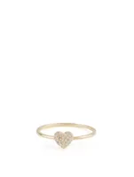 Love Letter 14K Gold Pavé Heart Ring With Diamonds