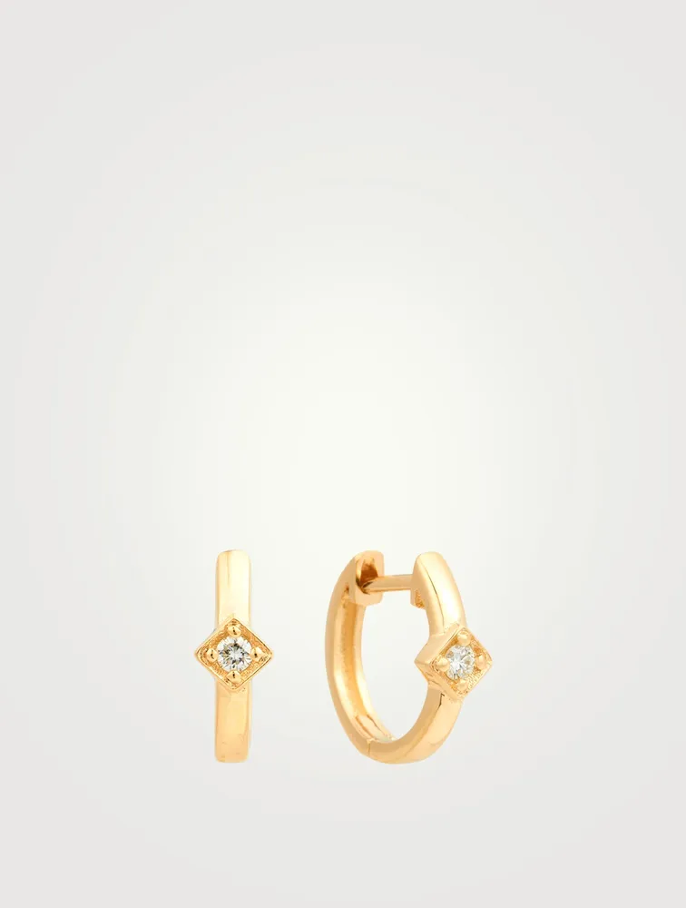 Mini Cléo 14K Gold Huggie Hoop Earrings With Diamonds