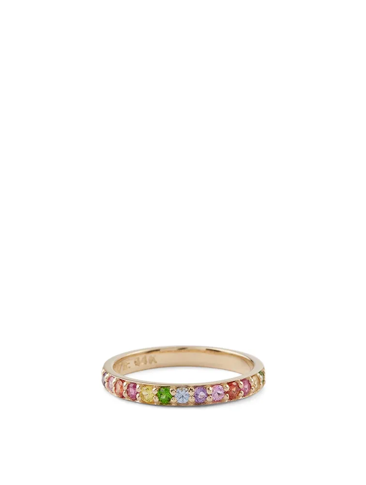 Classique 14K Gold Half Eternity Band With Multicolour Sapphire And Tsavorite