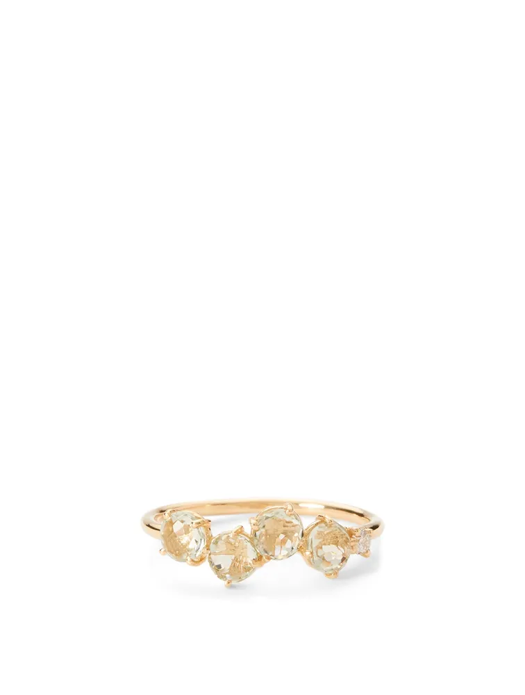 Soleil 14K Gold Cluster Ring With Diamonds