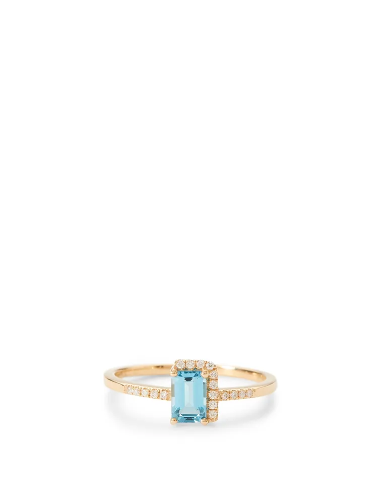 Amalfi 14K Gold Ring With Blue Topaz And Diamonds