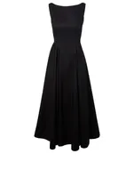 Gabardine Pleated A-Line Dress