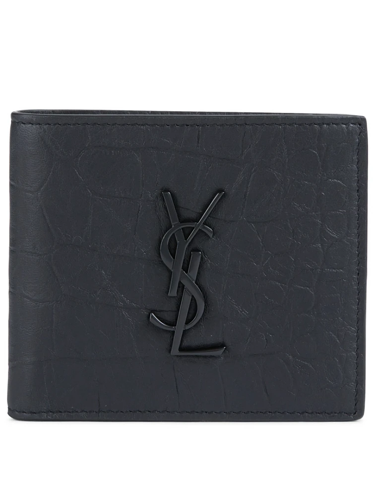 Monogram Croc-Embossed Leather Bifold Wallet