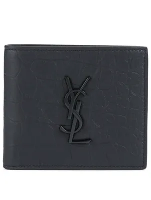 Monogram Croc-Embossed Leather Bifold Wallet