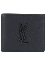Monogram Croc-Embossed Leather Bifold Wallet