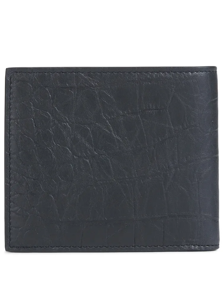 Monogram Croc-Embossed Leather Bifold Wallet