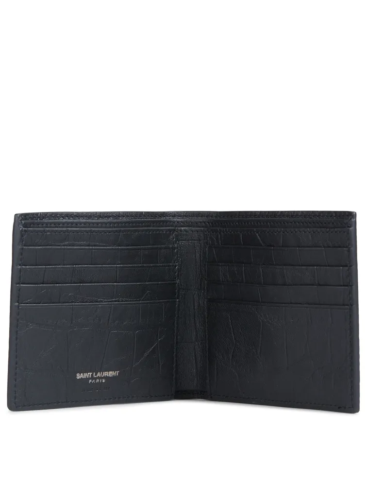 Monogram Croc-Embossed Leather Bifold Wallet