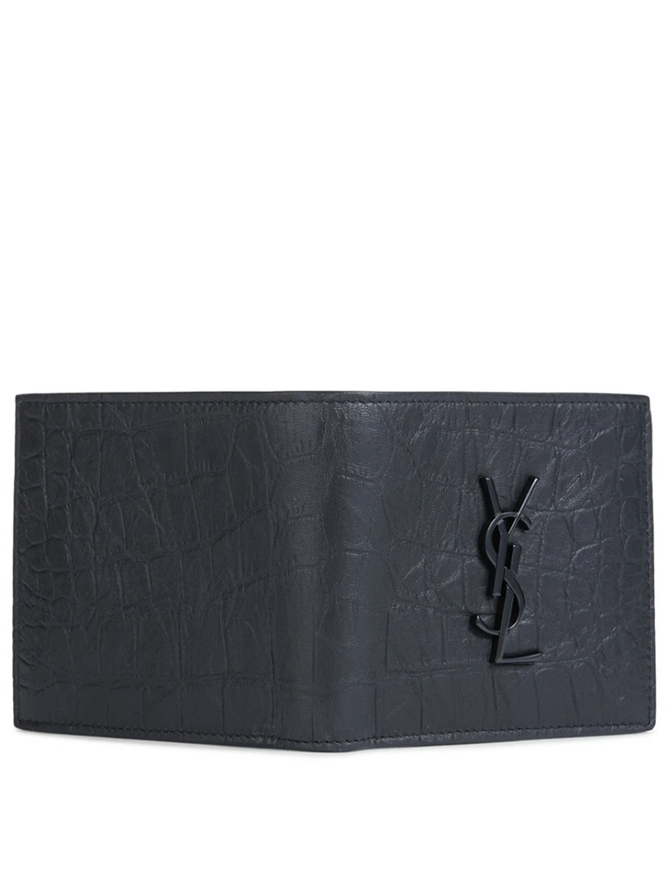 Monogram Croc-Embossed Leather Bifold Wallet