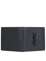 Monogram Croc-Embossed Leather Bifold Wallet