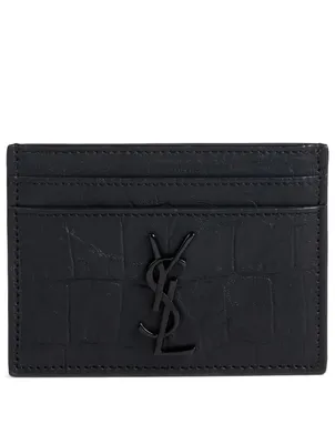 Monogram Croc-Embossed Leather Card Holder