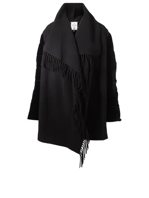 Mantella Wool Cape With Velvet Puffer Sleeves