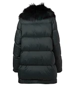 Oversized Down Puffer Coat With Fur