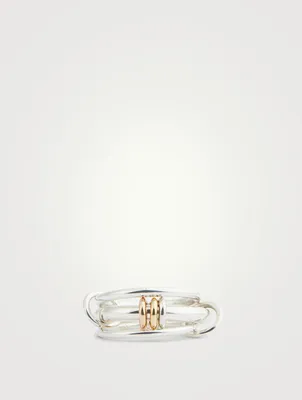Gemini Sterling Silver Stacked Ring With 18K Rose And Yellow Gold Annulets