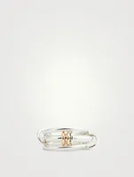 Gemini Sterling Silver Stacked Ring With 18K Rose And Yellow Gold Annulets