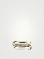 Libra 18K Yellow Gold And Sterling Silver Stacked Ring With Diamonds