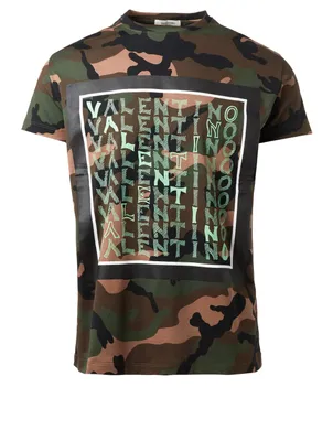 Camo T-Shirt With V Print