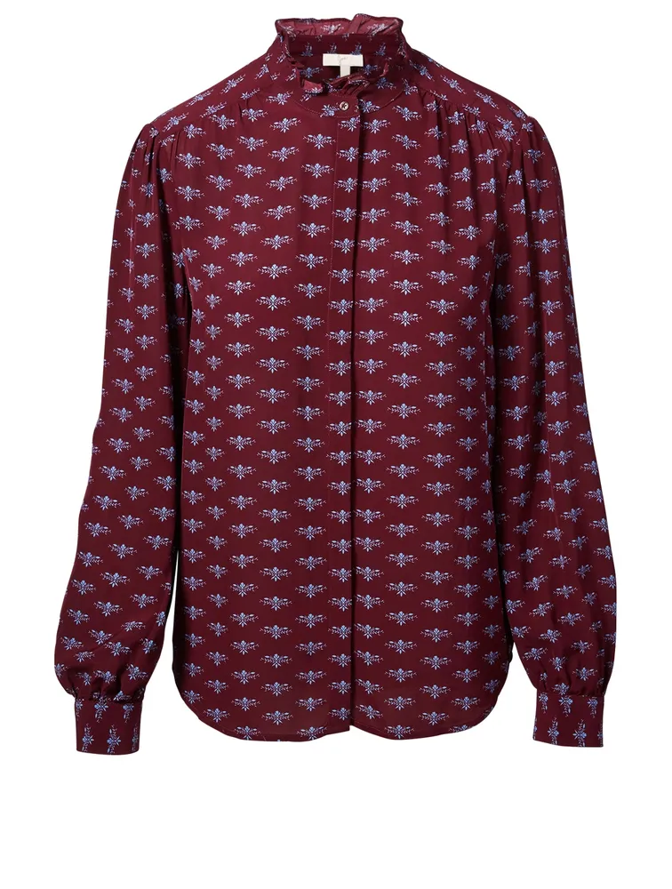 Mintee F Printed Button-Up Blouse