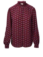 Mintee F Printed Button-Up Blouse