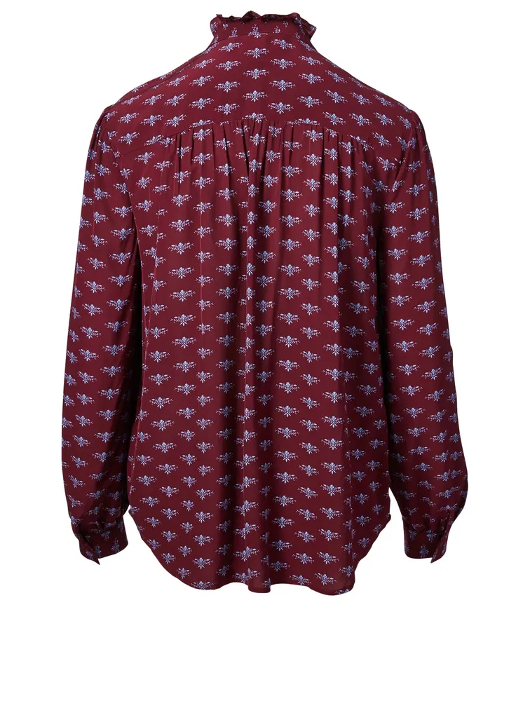 Mintee F Printed Button-Up Blouse
