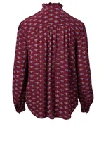 Mintee F Printed Button-Up Blouse