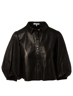 Rhinehart Leather Cropped Shirt Jacket